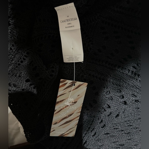 Black Open-Back Crochet Bathing Suit Dress Cover - Picture 3 of 4